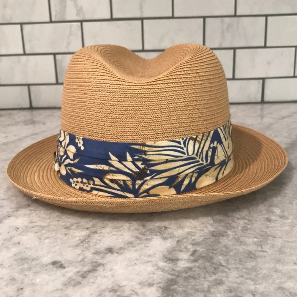 Dobbs Rosebud Straw Fedora Vintage 79 Sand Excellent size 7 1/2 - Picture 7 of 11
